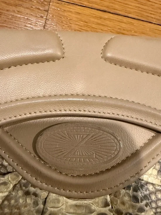 Zac Posen Beige and Snake-Print Clutch - Picture 2 of 4
